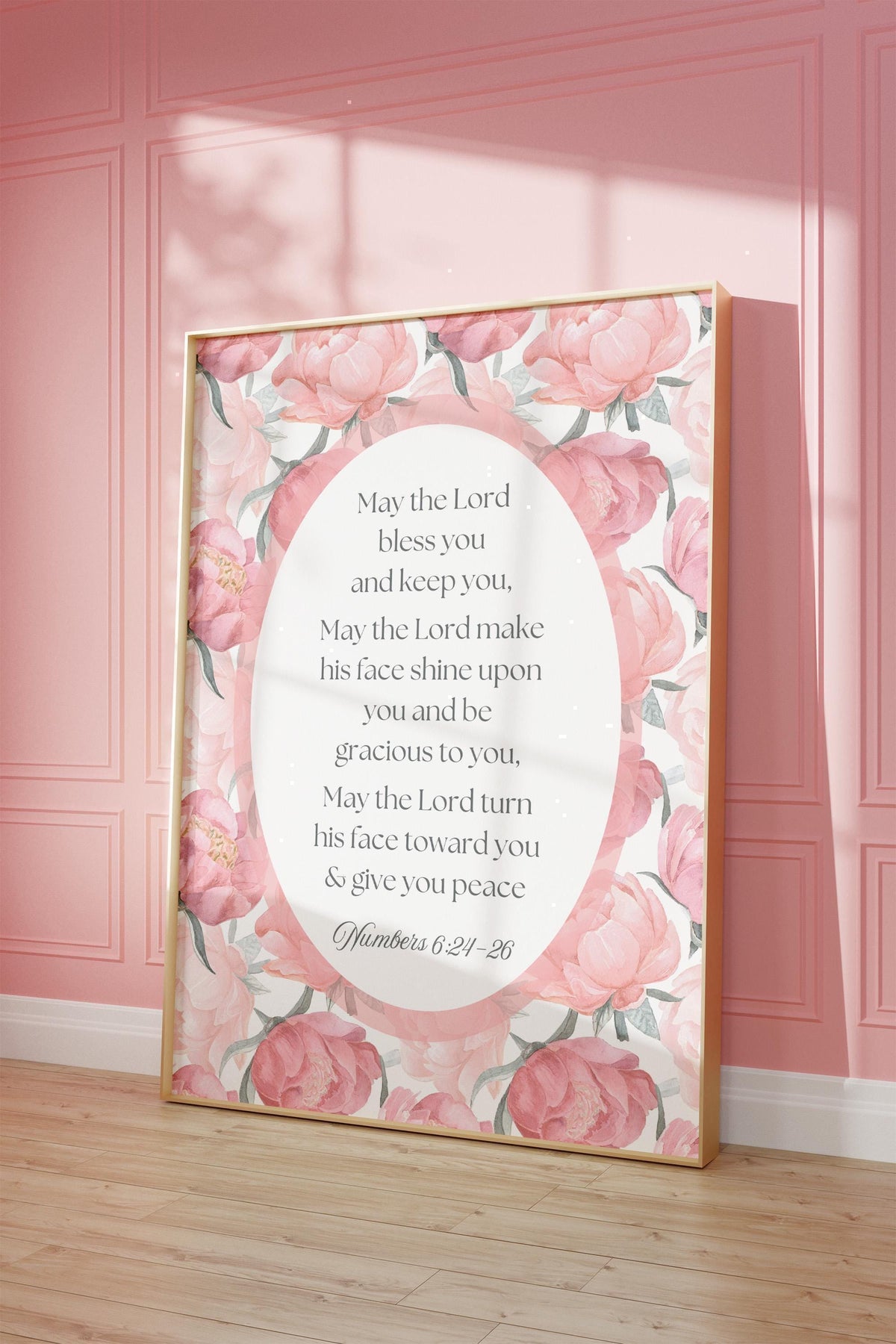 Numbers 6:24-26 Pink Floral Christian Nursery Art ∙ 1498
