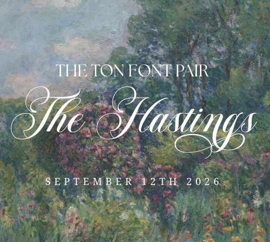 The image is a poster for an event called "The Ton Font Pair: The Hastings" that took place on September 12th, 2026.