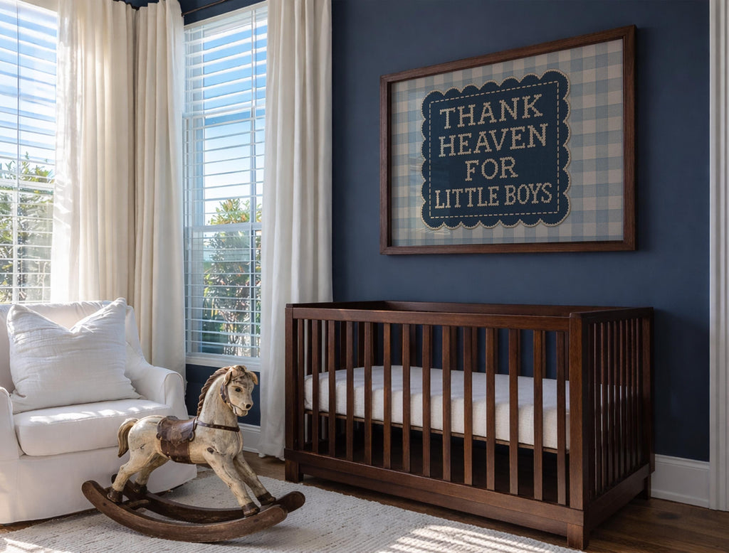 Thank Heaven For Little Boys Vintage Nursery Wall Art | 1638