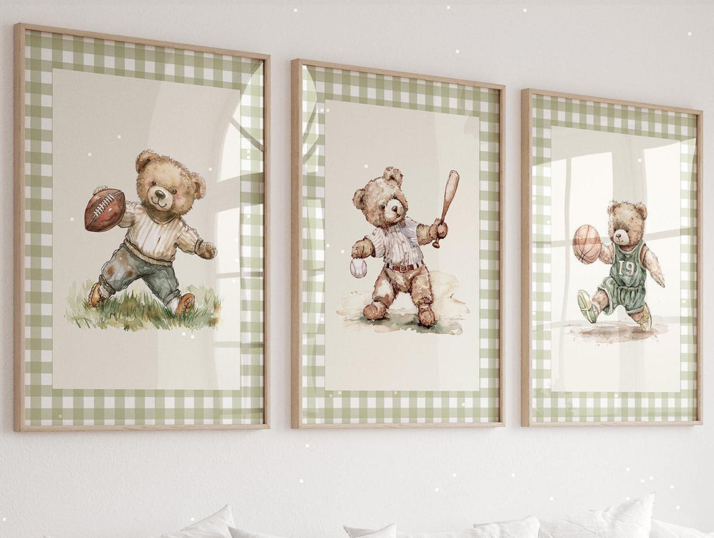 Sport nursery set, Sport Boy nursery, Sport nursery set Basketball Baseball Football, Vintage sport,Sports Nursery Theme Decor for Kids Room