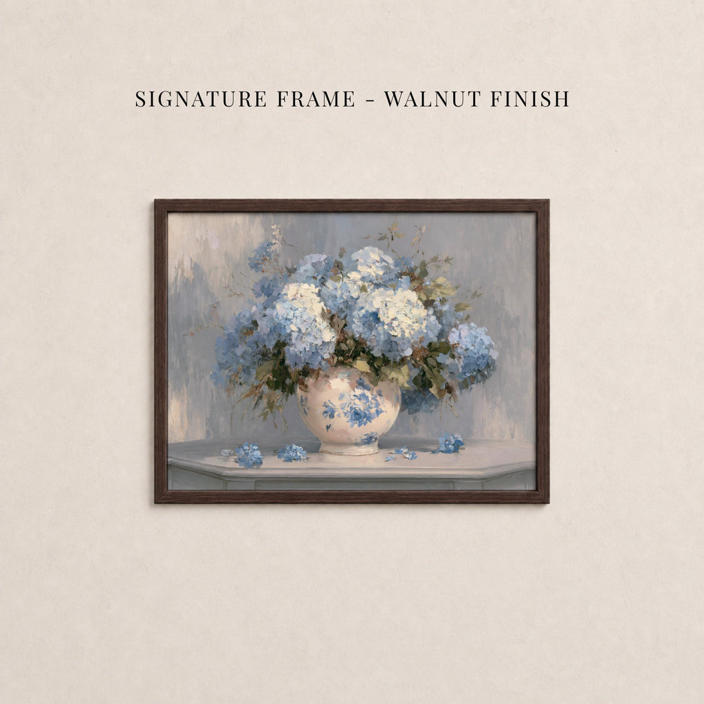 Hydrangea Print | Blue Floral Ceramic Vase Still Life Art | 2254