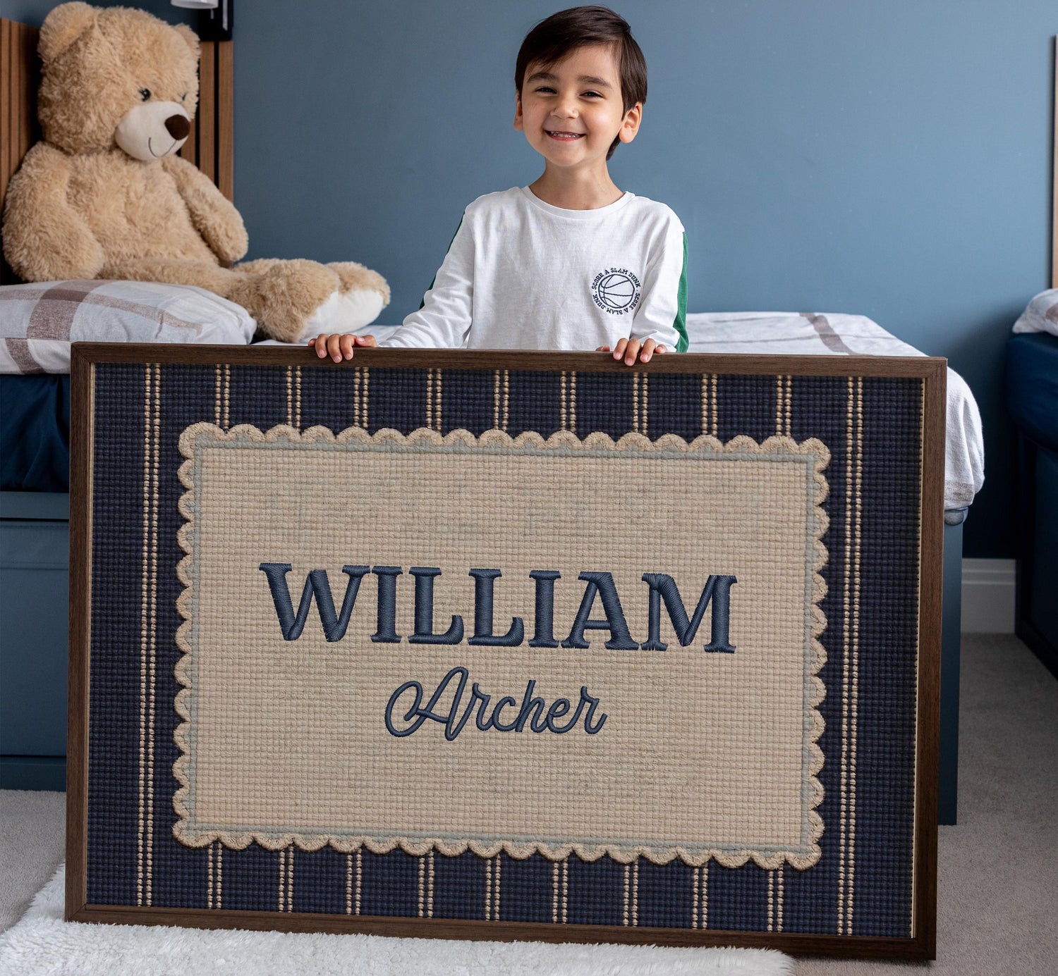 Custom Name Personalized Embroidery Style Wall Art