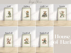 The image is a collage of eight framed illustrations of teddy bears engaged in various sports activities, including golf, fishing, golf cart, tennis, baseball, and football.