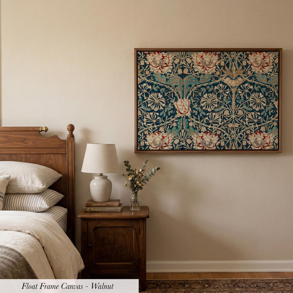 Botanical Wall Art William Morris Cotton Float Frame Canvas Art Print | 2213