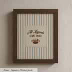 A framed print with the text "All Legends Start Small" and an image of a football.