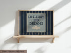 a framed piece of art with the text "LITTLE BOY BIG DREAMS" displayed on it.