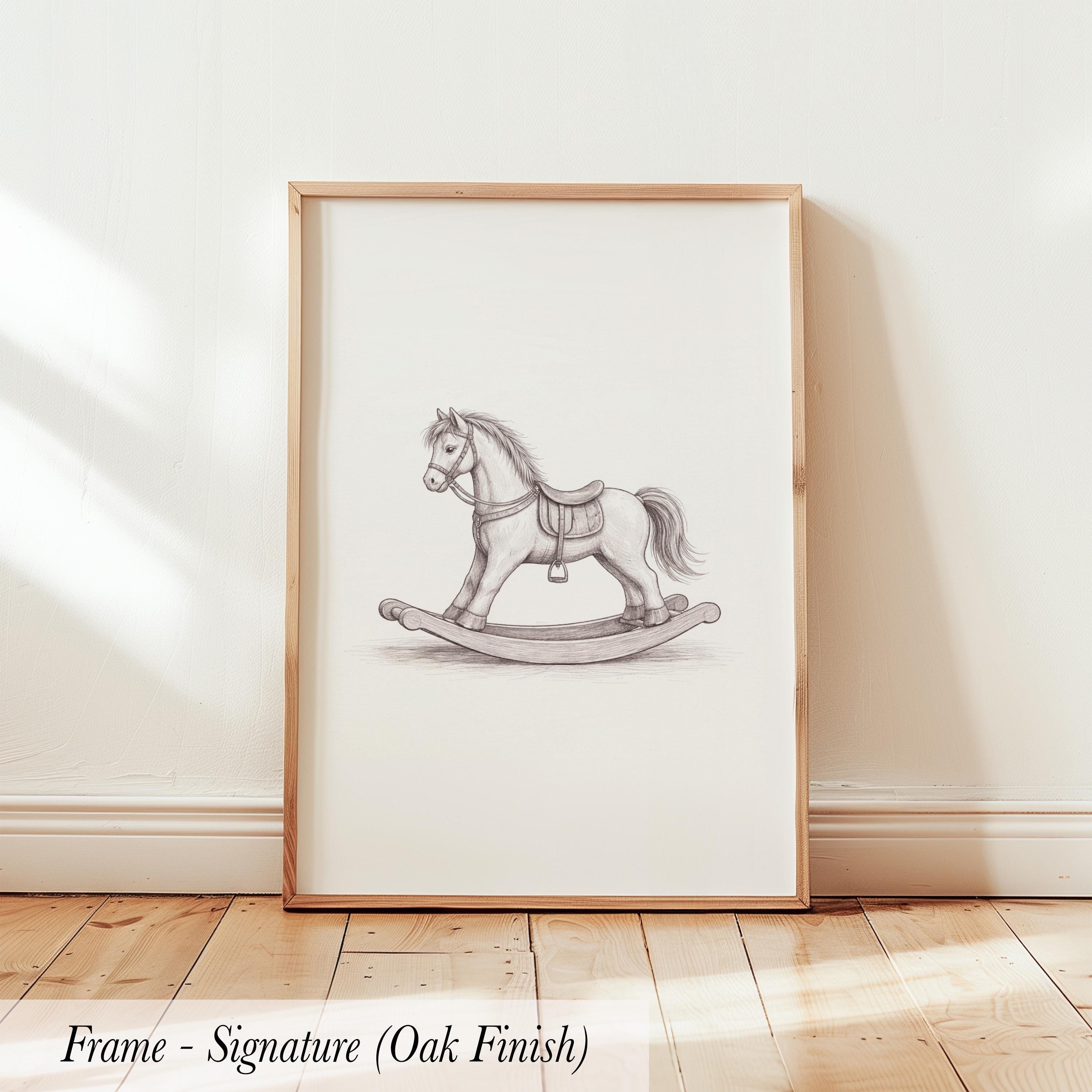 Rocking Horse Nursery Vintage Sketch Art | 1908