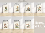 The image is a collage of six framed pictures depicting teddy bears engaged in various sports activities, including golf, fishing, golf cart, tennis, baseball, and football.