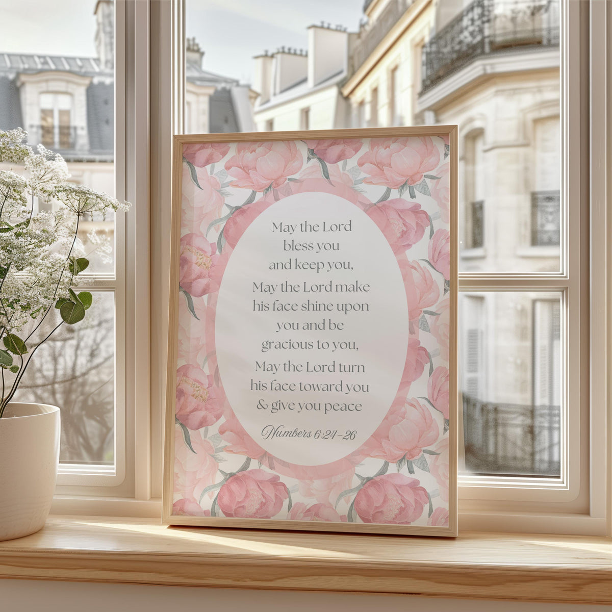 Numbers 6:24-26 Pink Floral Christian Nursery Art ∙ 1498