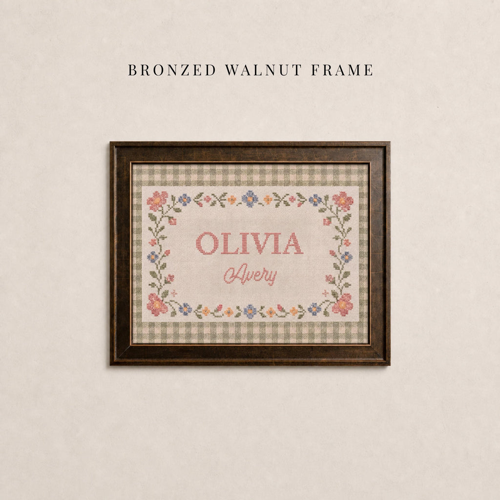 Personalized Nursery Name Sign Cross Stitch Style Wall Art | 2239