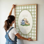 Classic Winnie the Pooh Set of 3 Nursery Quotes Art: Sage Green Gingham | 1400
