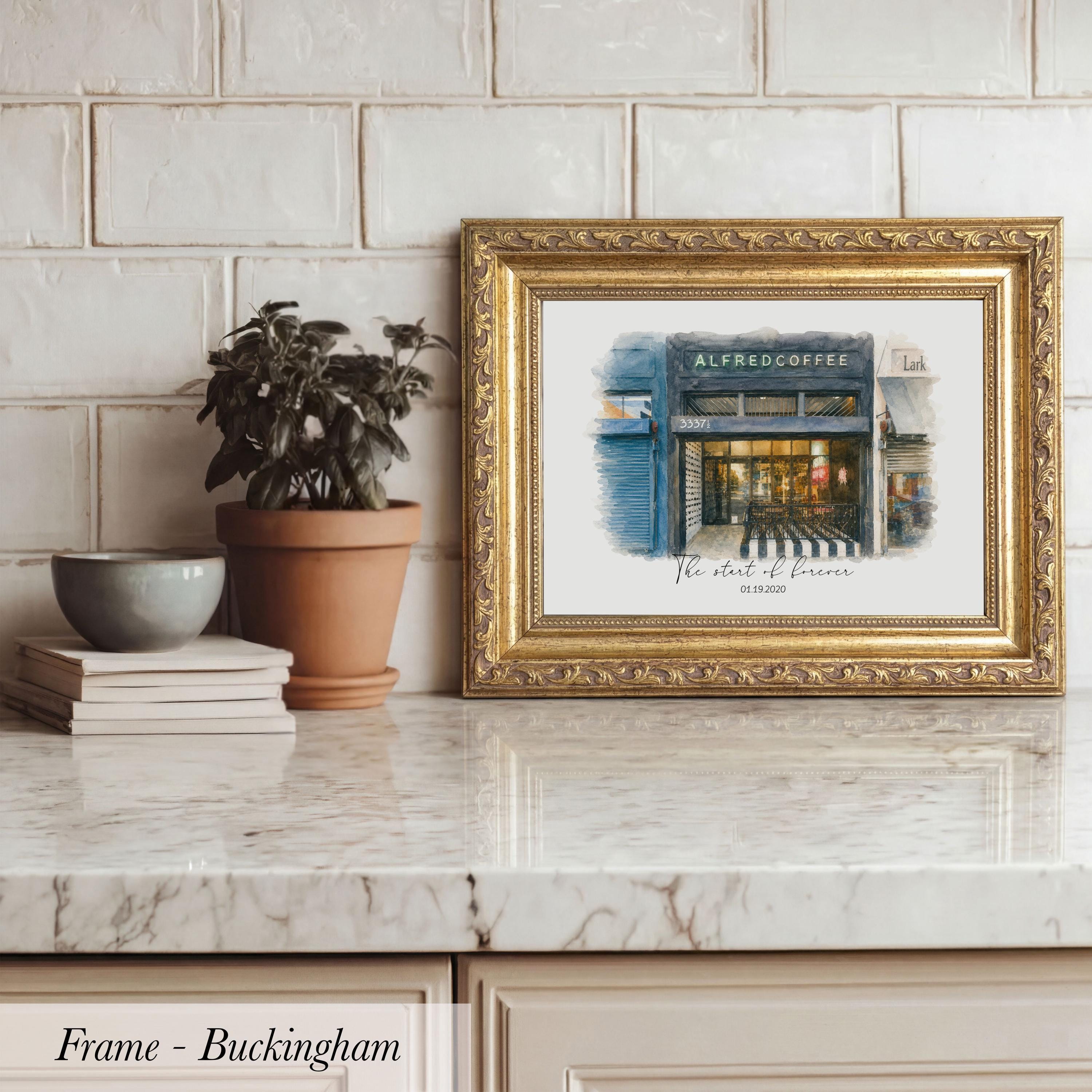 Our First Date Venue Portrait - Custom Watercolor Couple Drawing | 2229