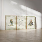 Boy golf nursery art, Vintage boy nursery, Teddy Bear Golf Print Nursery, Teddy Bear Art Kids Room, Gingham, Green, Digital,Printable,Framed