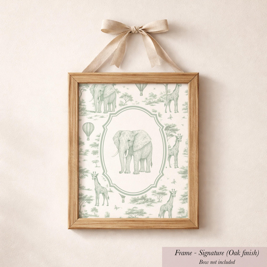 Green Safari Print Chinoiserie Toile Animal Elephant | 1869