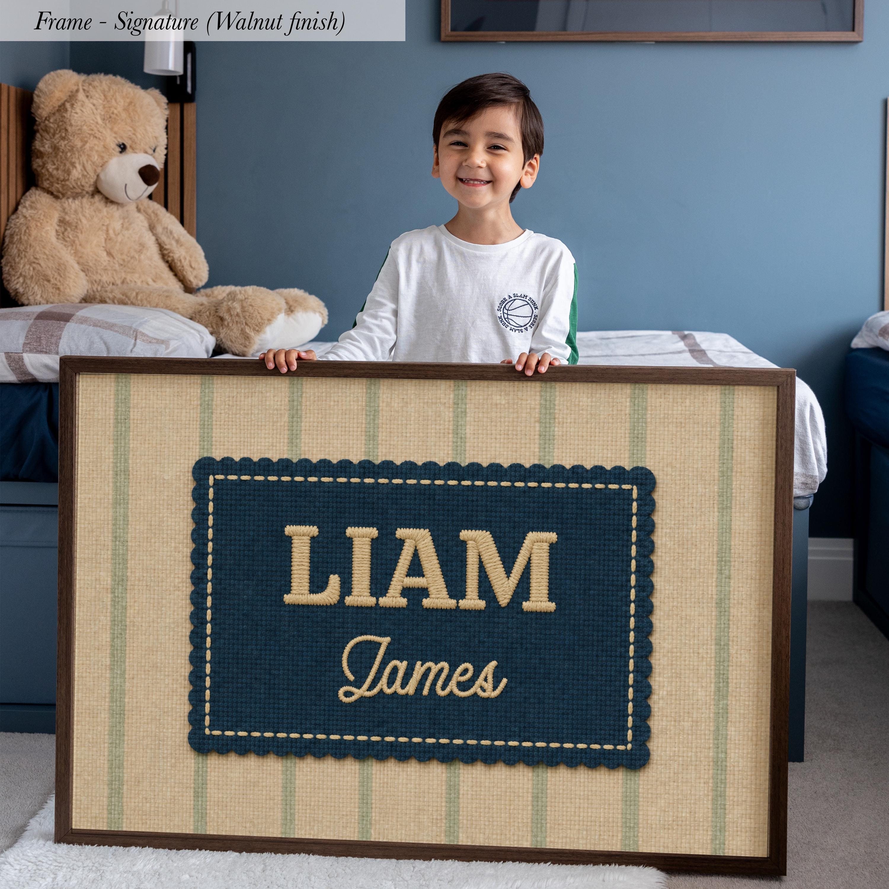 Custom Name Print Personalized Embroidery Style Wall Art | 2234