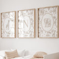 Beige Safari Nursery Art Prints: Chinoiserie Toile de Jouy Animals | 1443