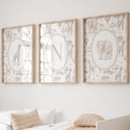 Beige Safari Nursery Art Prints: Chinoiserie Toile de Jouy Animals | 1443