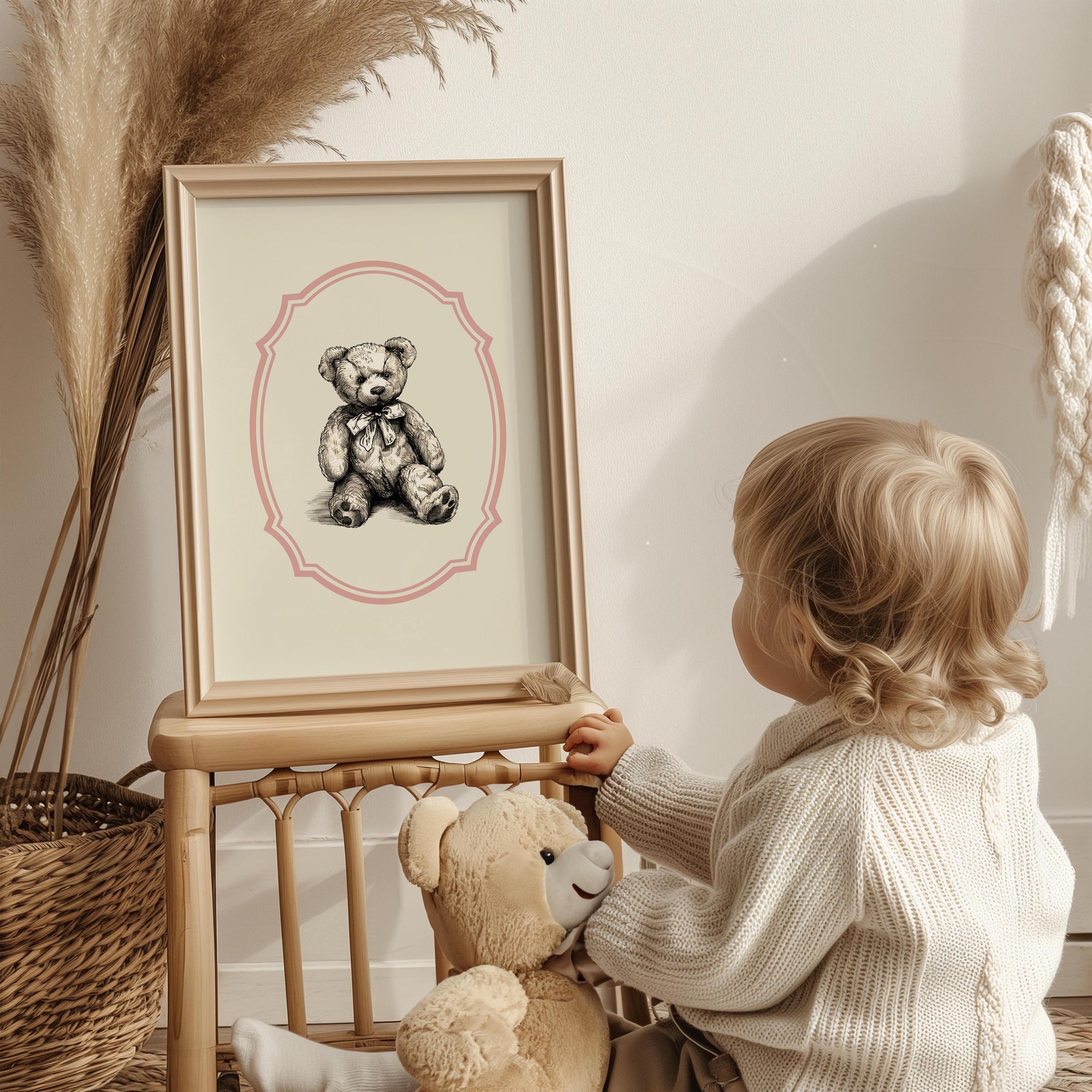 Vintage Teddy Bear Antique Sketch Print | 1884