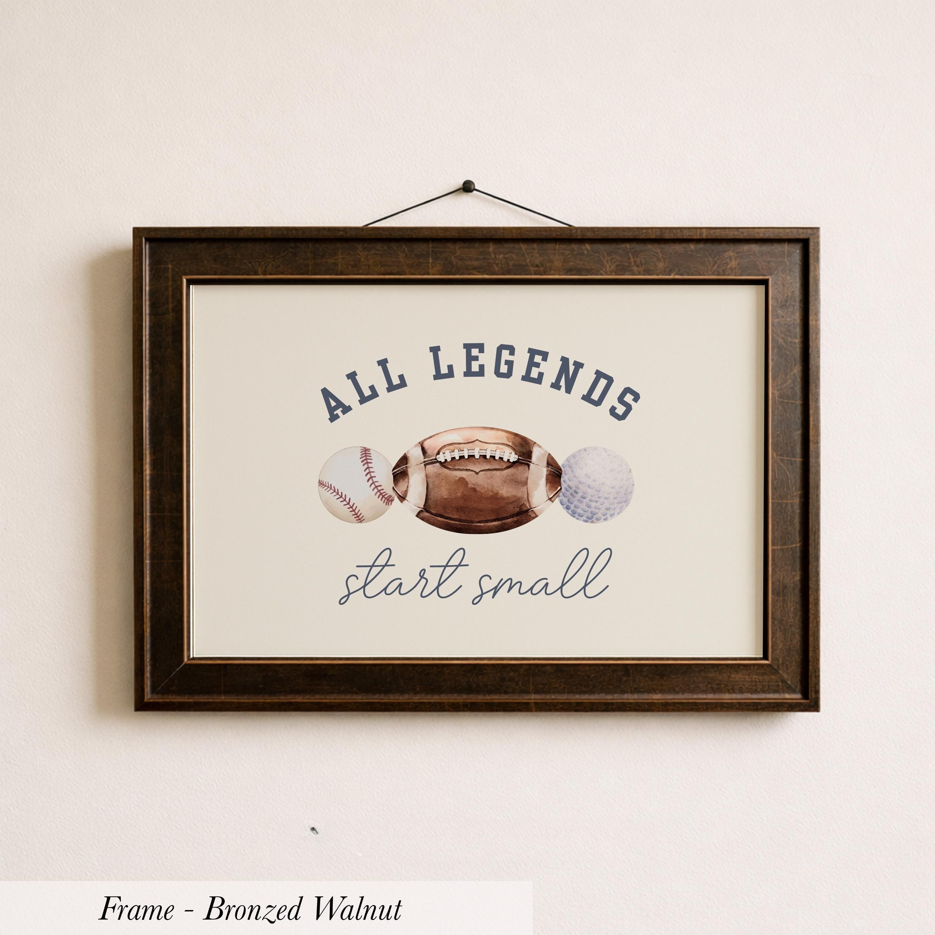 All Legends Start Small™ Boy Nursery Wall Art - Football, Baseball, Basketball | 2154