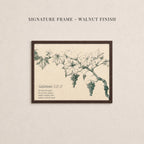 The image is a framed print featuring a detailed illustration of a grape vine with leaves and grapes. The text below the illustration provides a biblical verse from Galatians 5:22-23, which translates to "For the Spirit is alive, love, peace, patience, gentleness and of control".