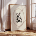 Vintage Teddy Bear Antique Sketch Print | 1884