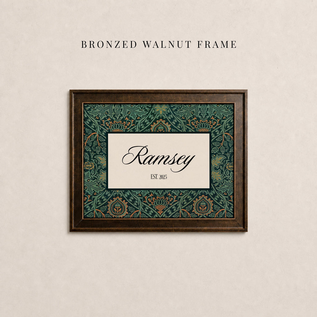 Custom Family Name Sign Ispahan William Morris Floral Wall Art | 2230
