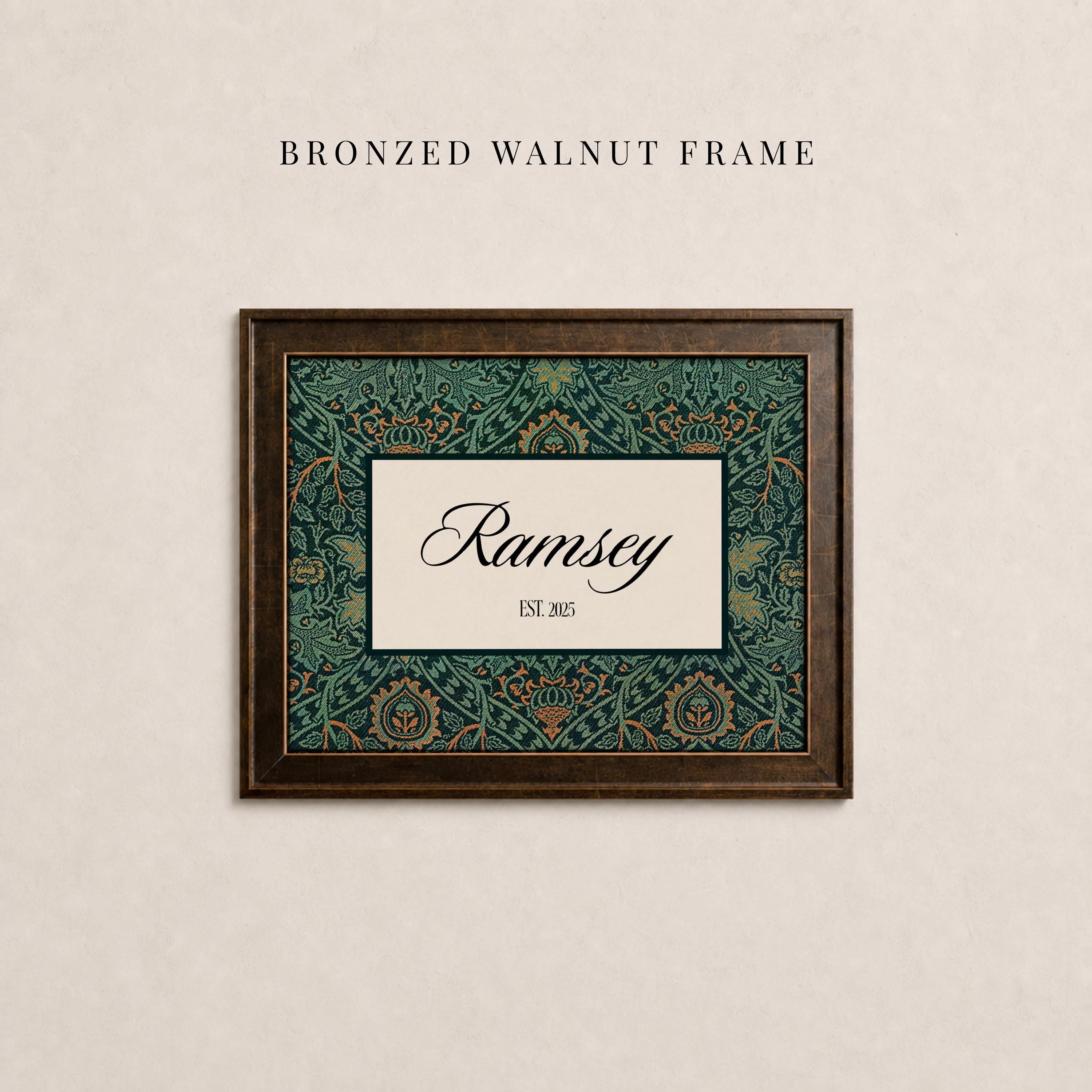 Custom Family Name Sign Ispahan William Morris Floral Wall Art | 2230