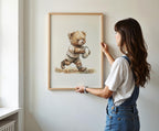 Sports Vintage Teddy Bear Rugby Print | 1232