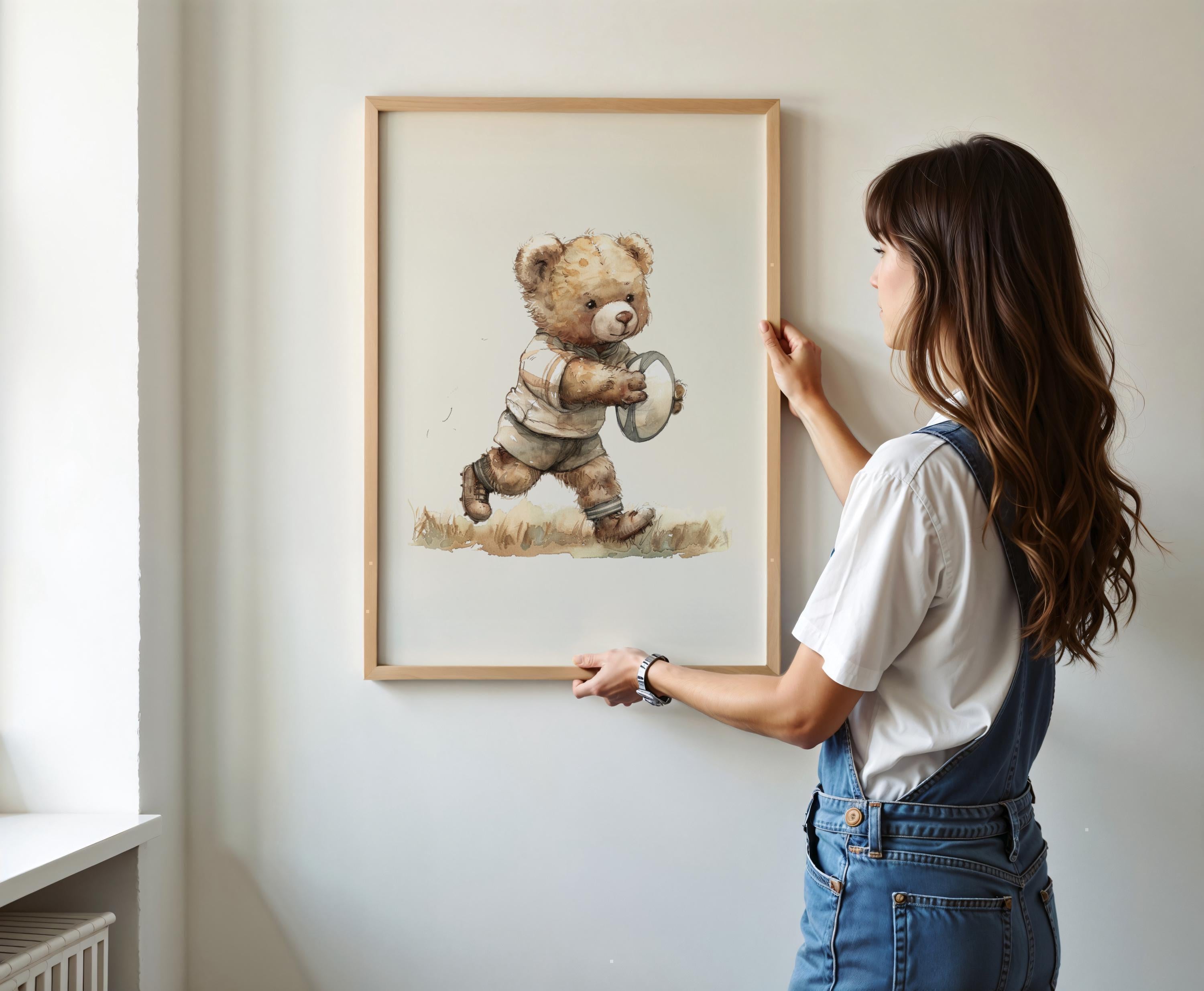 Sports Vintage Teddy Bear Rugby Print | 1232