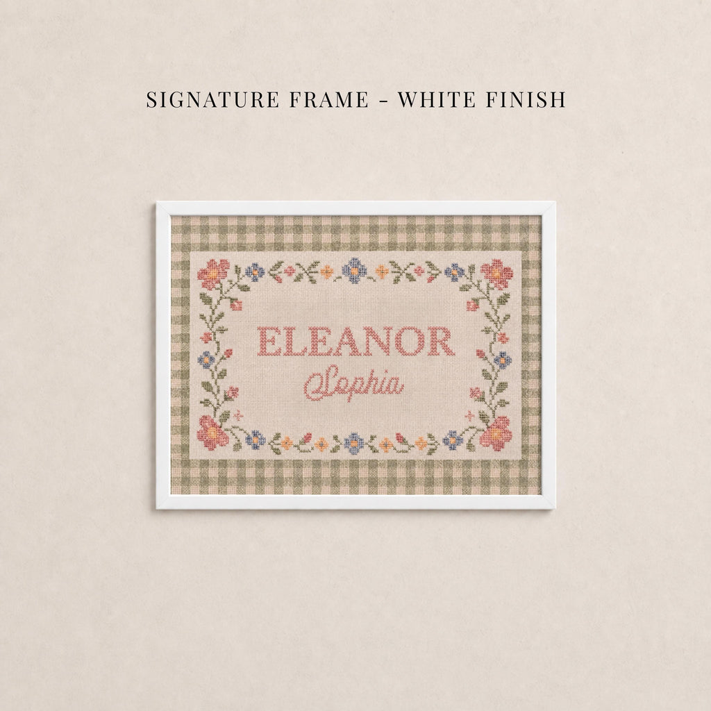Personalized Nursery Name Sign Cross Stitch Style Wall Art | 2239