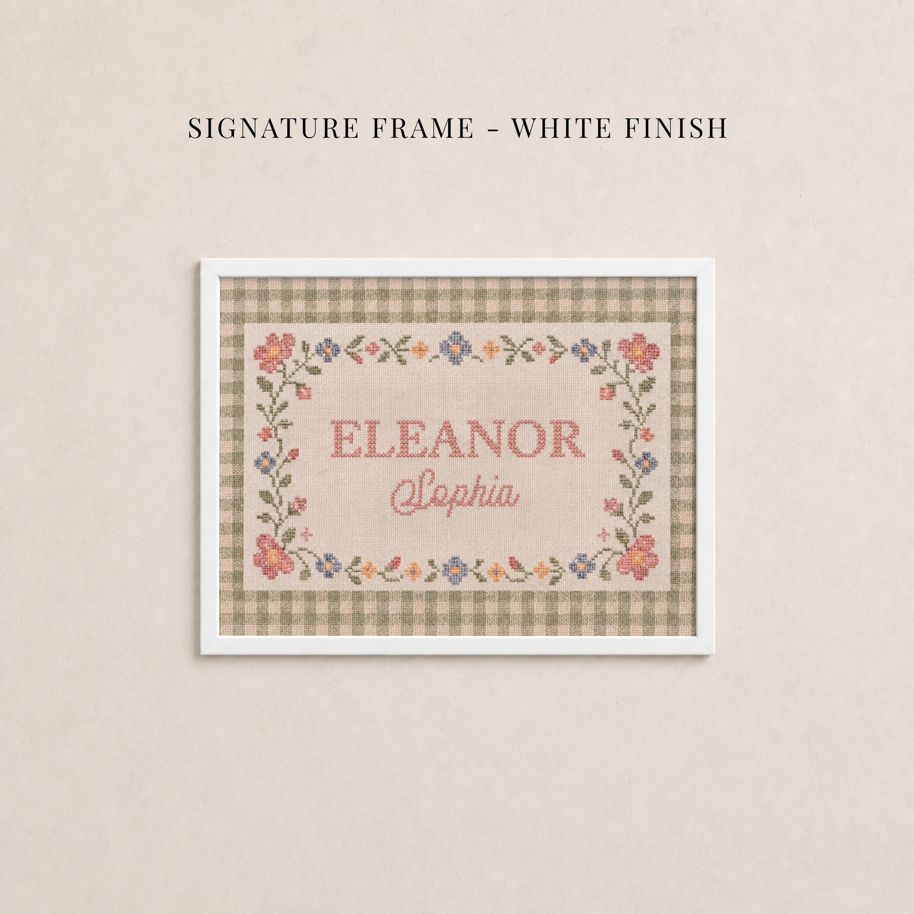 Personalized Nursery Name Sign Cross Stitch Style Wall Art | 2239
