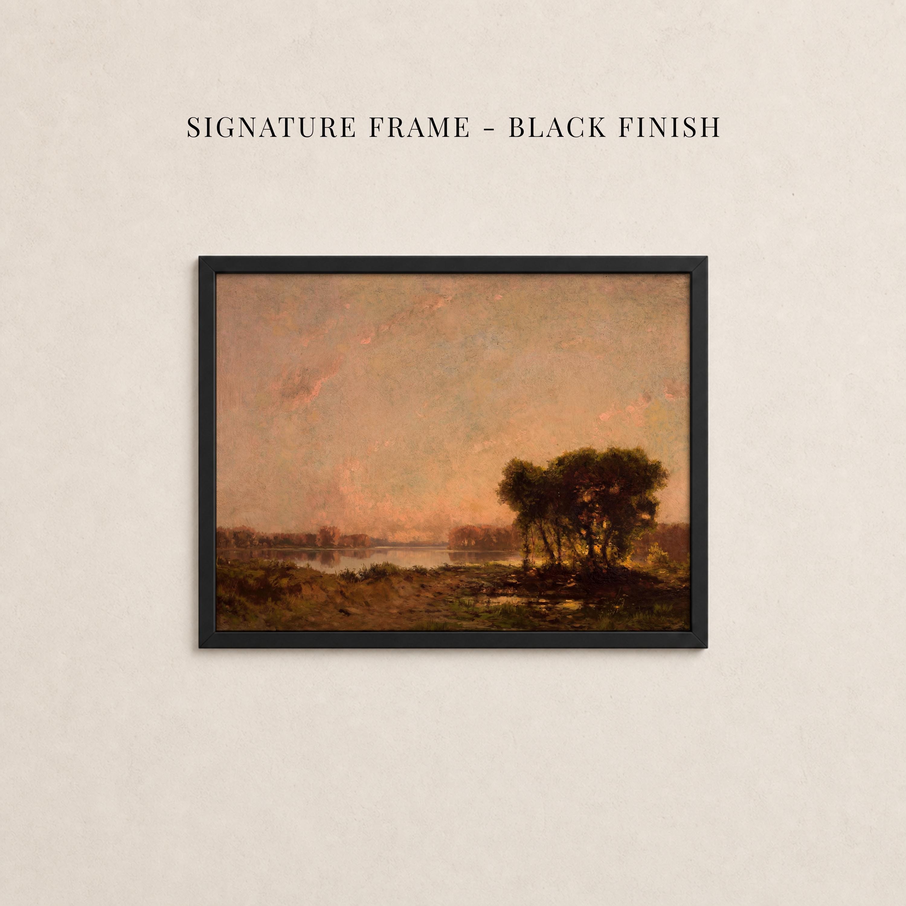 Vintage Framed Gold Riverbank Landscape Wall Art Print | 2267