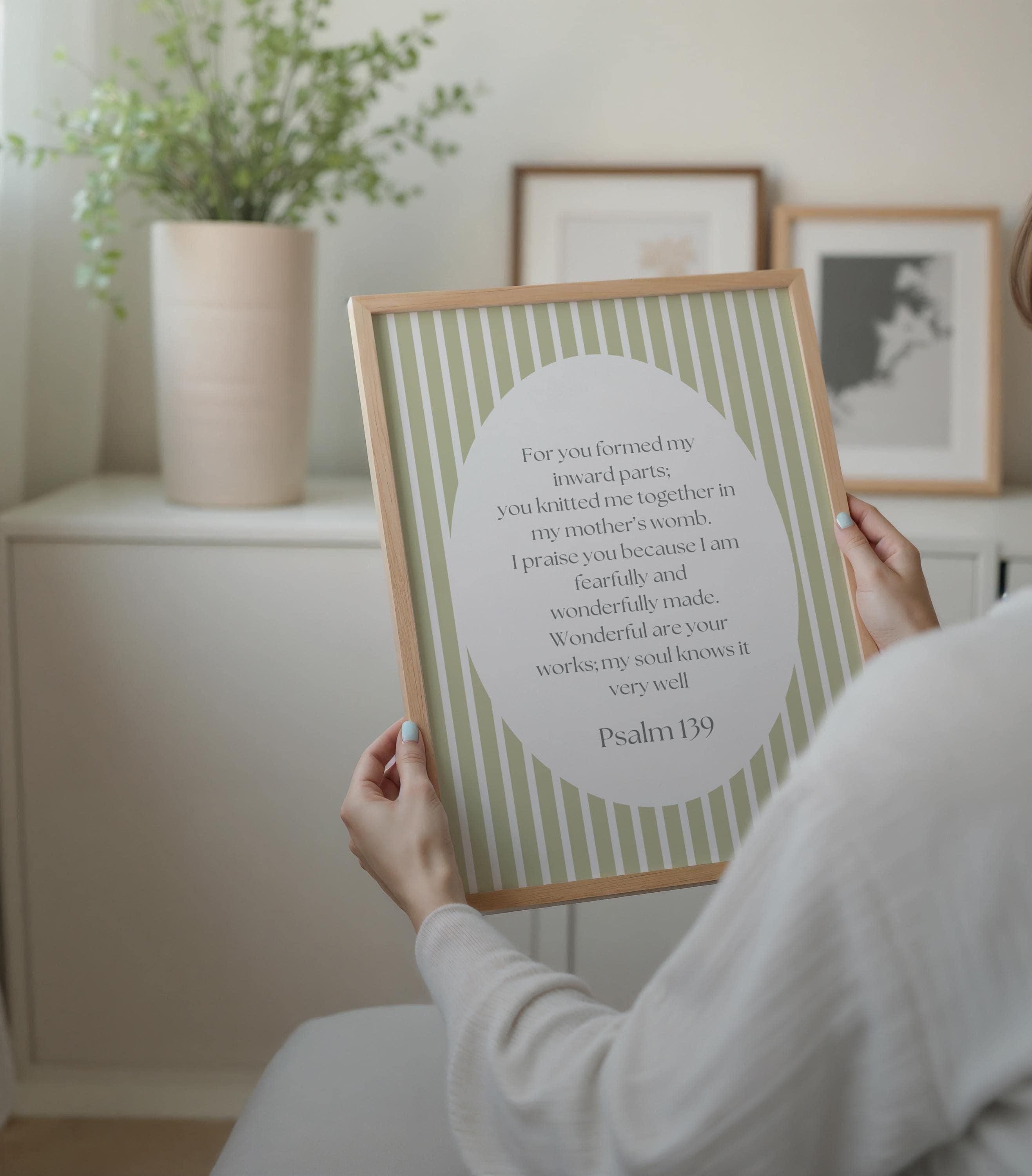 Psalm 139 Vintage Nursery Print, vintage Bible Verse, nursery decoration bible verse, christian nursery wallart, Christianity nursery decor