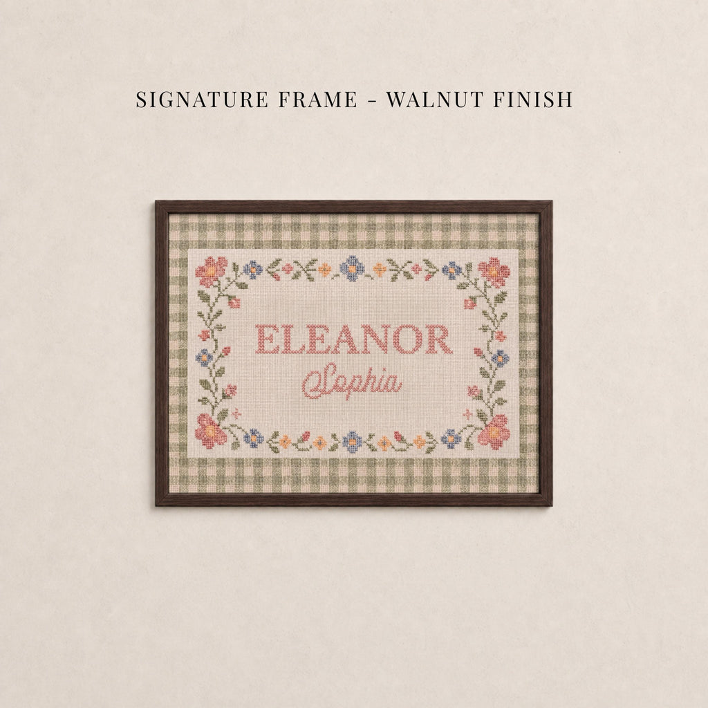 Personalized Nursery Name Sign Cross Stitch Style Wall Art | 2239