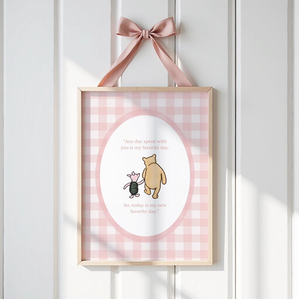 Classic Pooh Nursery Quotes Pink Gingham | 1874