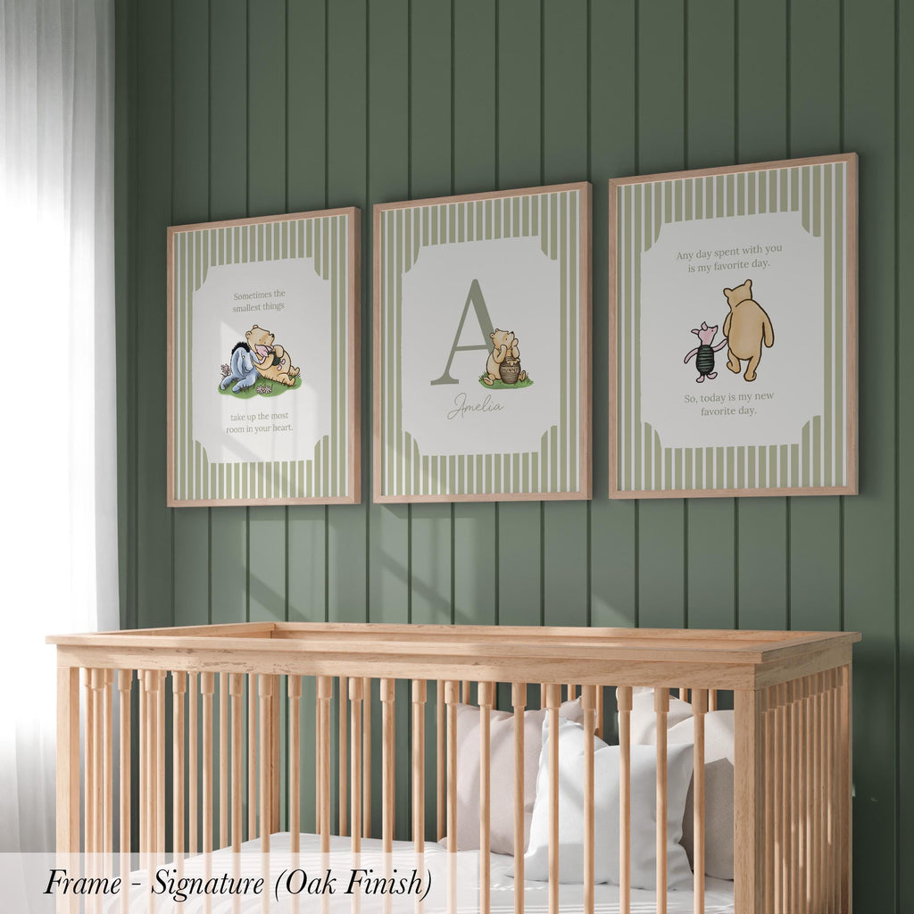 Personalized Name Classic Storybook Quote Nursery Art Vintage Sage Green Striped ∙ 2325