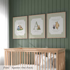 Personalized Name Classic Storybook Quote Nursery Art Vintage Sage Green Striped ∙ 2325