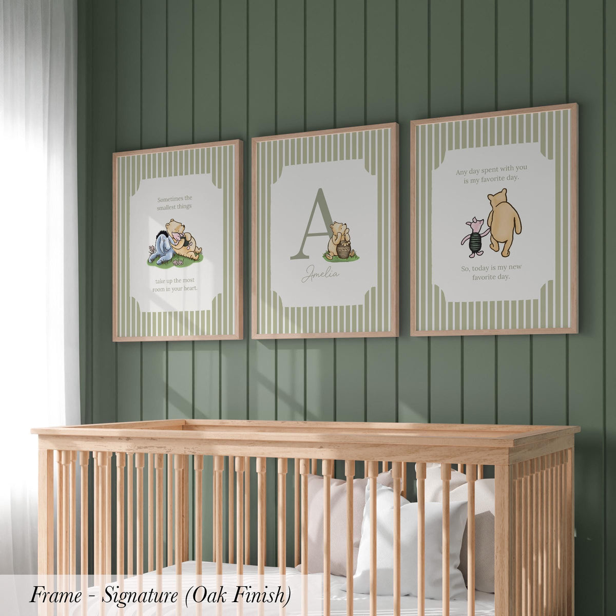 Personalized Name Classic Storybook Quote Nursery Art Vintage Sage Green Striped ∙ 2325