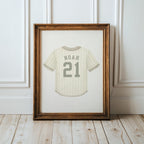 Custom Sport Jersey Nursery Wall Art, Jersey name numbers print, boy nursery wall decor, stripes, watercolor vintage boy sport nursery
