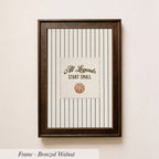 A framed picture with a striped background and a basketball graphic, along with the text "All Legends Start Small" printed on it.