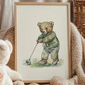 Vintage Golf Teddy Nursery Print | 1232