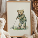 Vintage Golf Teddy Nursery Print | 1232