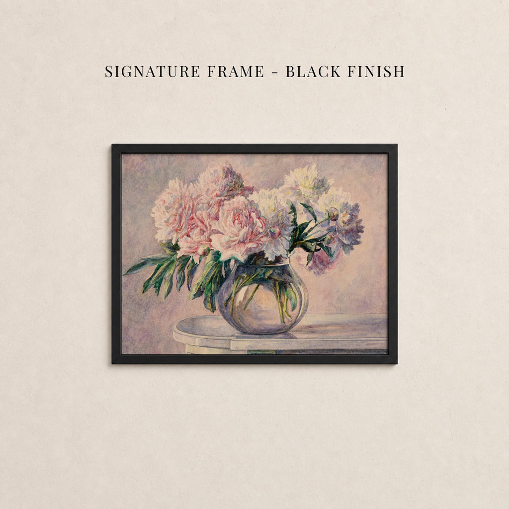 Vintage Pink Peony Oil Painting Print | 2265