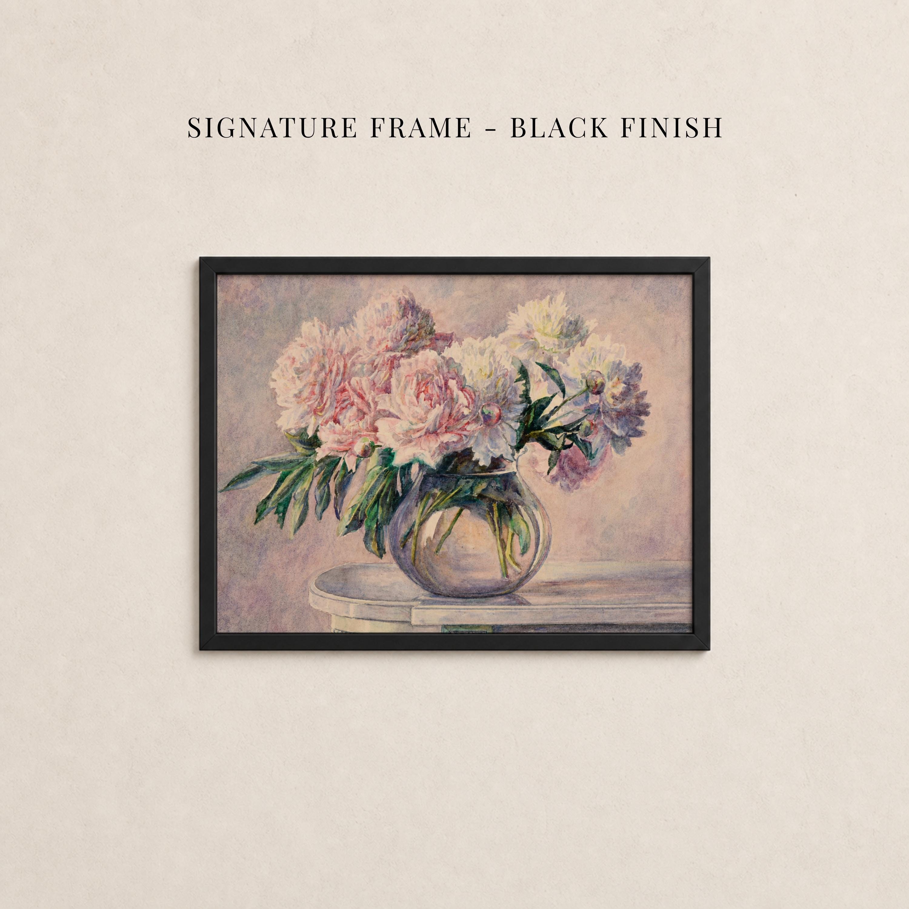 Vintage Pink Peony Oil Painting Print | 2265