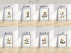 Sports Teddy Bear Nursery Prints Set | 1953