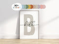 Custom Initial Print, Modern Name Sign, Personalised initial name print, Nursery, Unisex Neutral Boho, Script, Digital, Printable, Framed