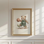 Vintage Basketball Teddy Bear Wall Art, Adorable Bear in Basketball Uniform, Nostalgic Decor for Kids Room, Nursery, Gift for Sports Fans