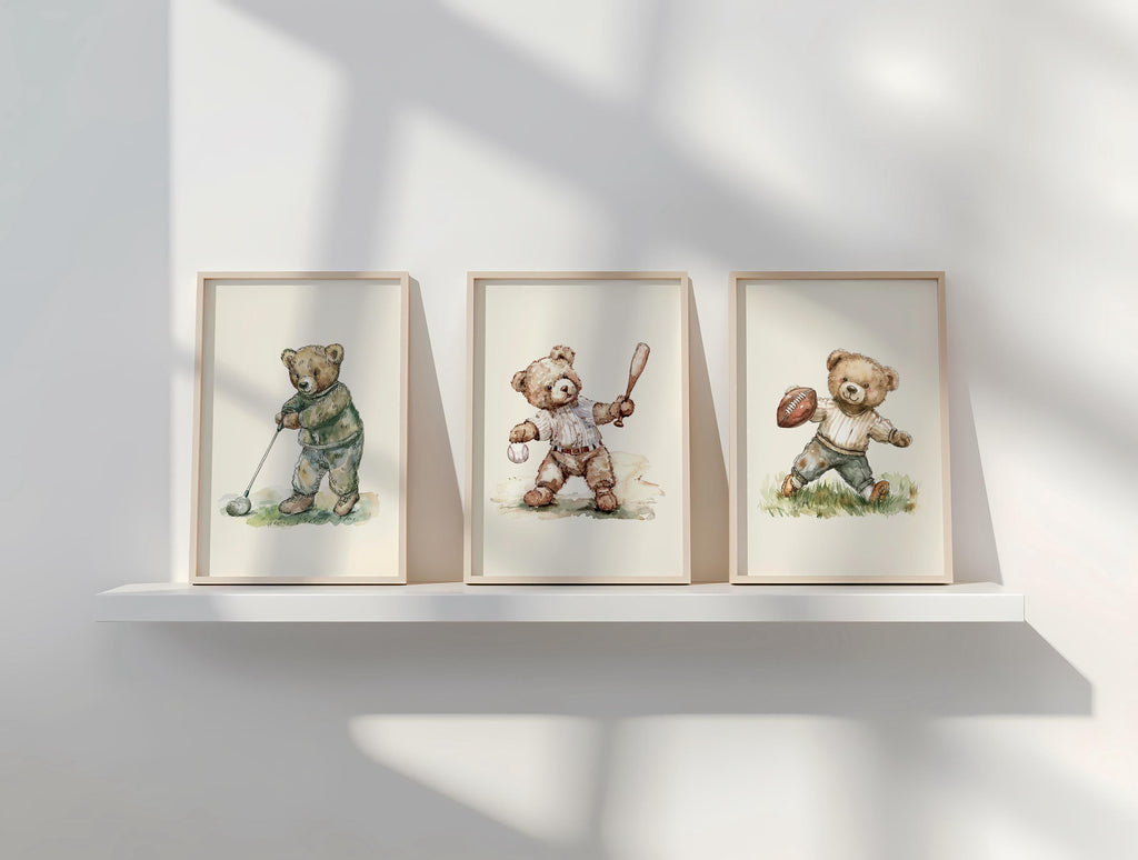 Vintage Sports Teddy Bear Nursery Set | 1232