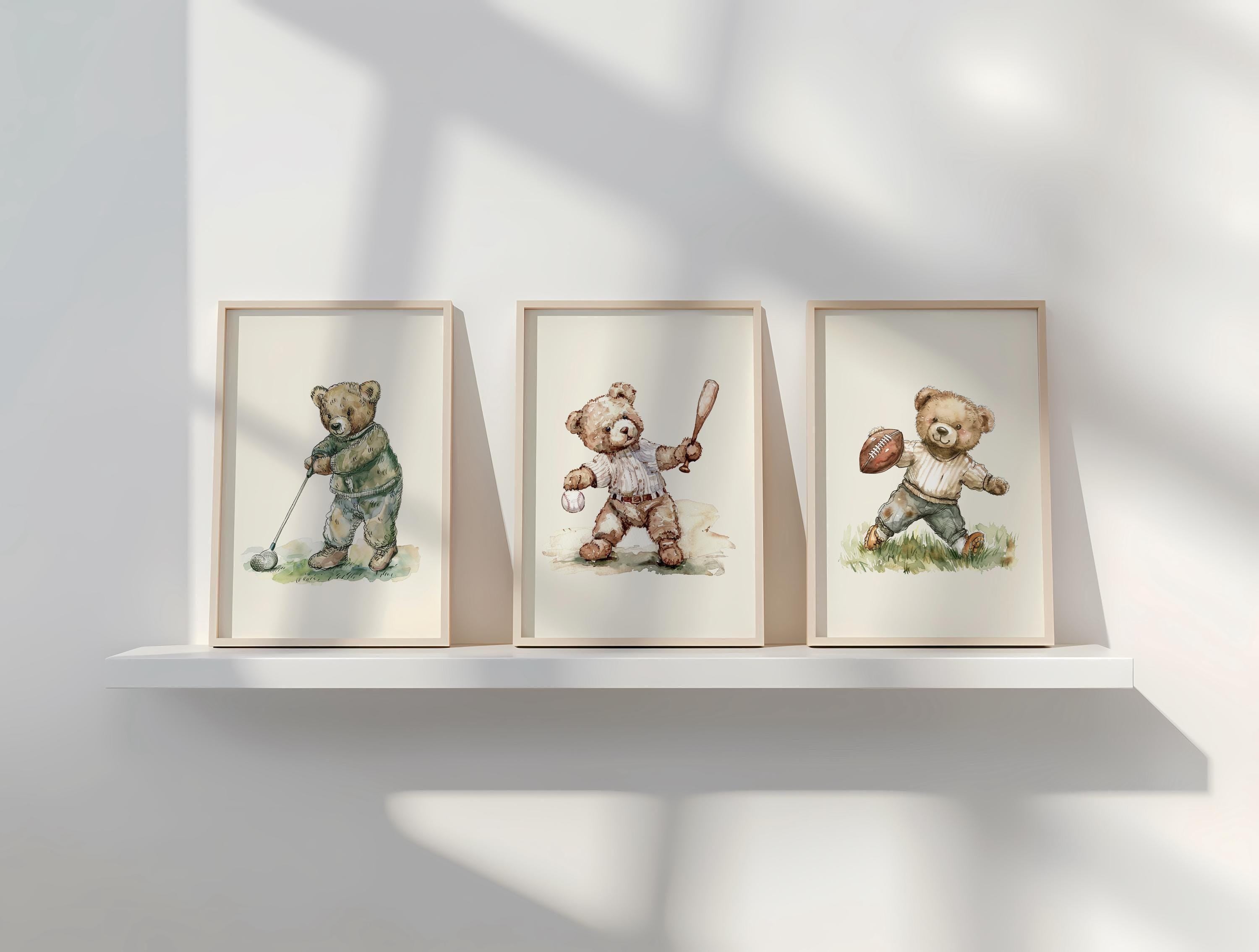 Vintage Sports Teddy Bear Nursery Set | 1232