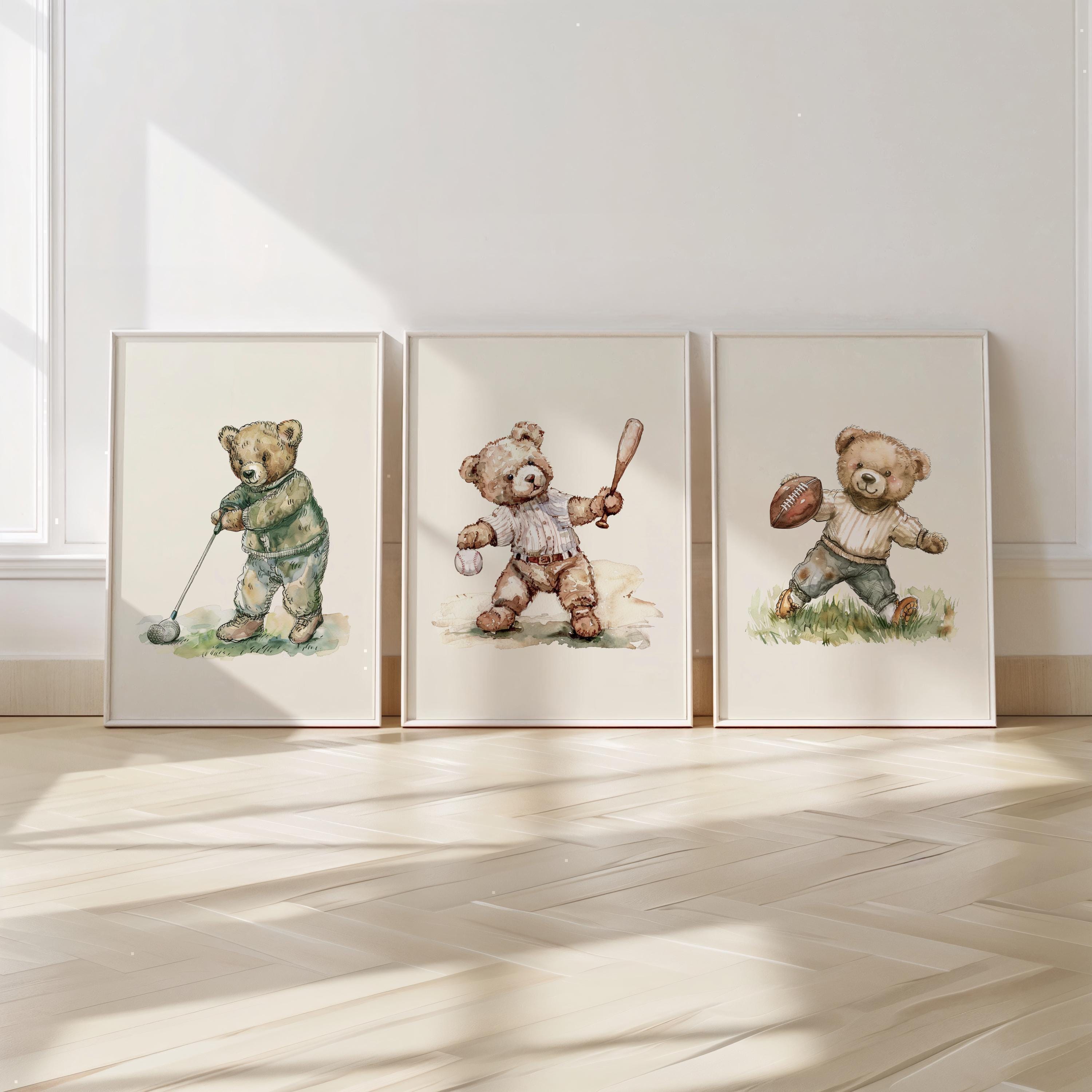 Vintage Sports Teddy Bear Nursery Set | 1232